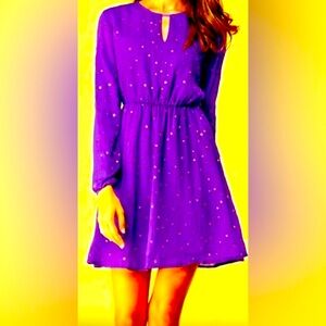 Allegra K Women's Choker V Neck Purple Dress with Small Gold Stars